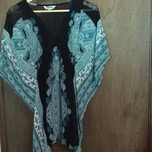 Sheer flutter sleeve top